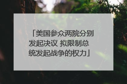 美国参众两院分别发起决议 拟限制总统发起战争的权力